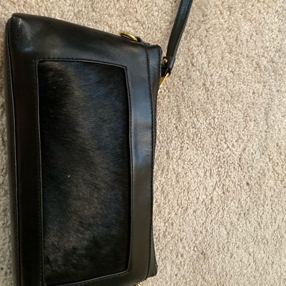Real leather cow hair clutch
